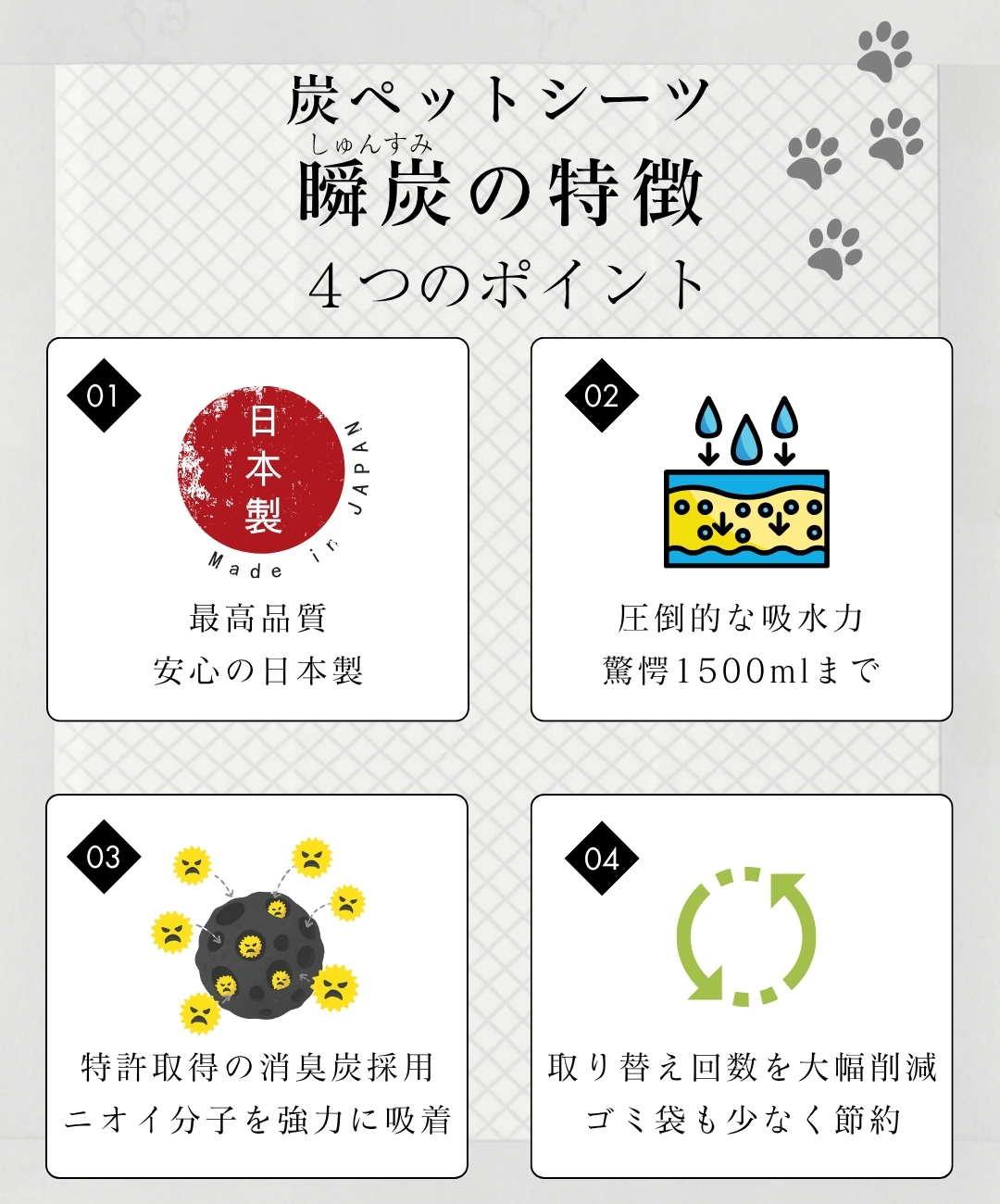 炭ペットシーツの特徴