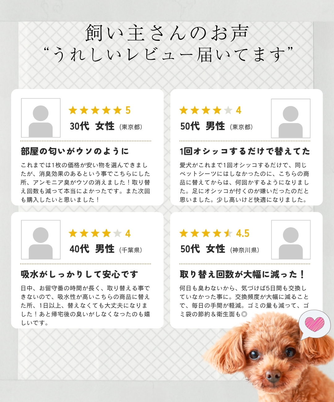 炭ペットシーツに嬉しいレビュー